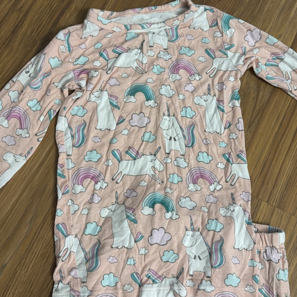 Posh Peanut Toddler Girls 3T Pink Rainbow Unicorns Pajamas Shirt Pants VGC